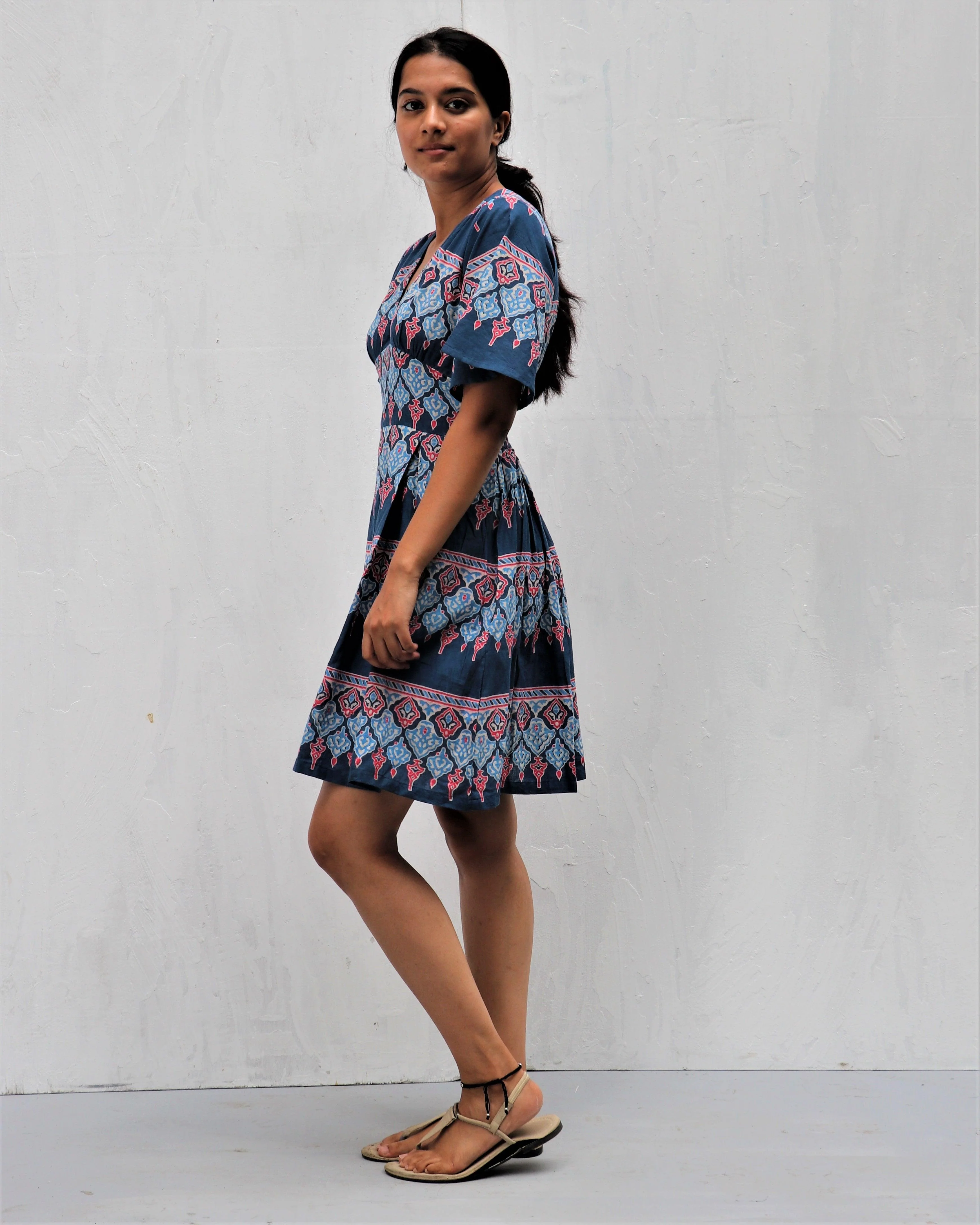 Midnight Dream Hand Block-Printed Cotton Dress - Neelanjali - Image 7
