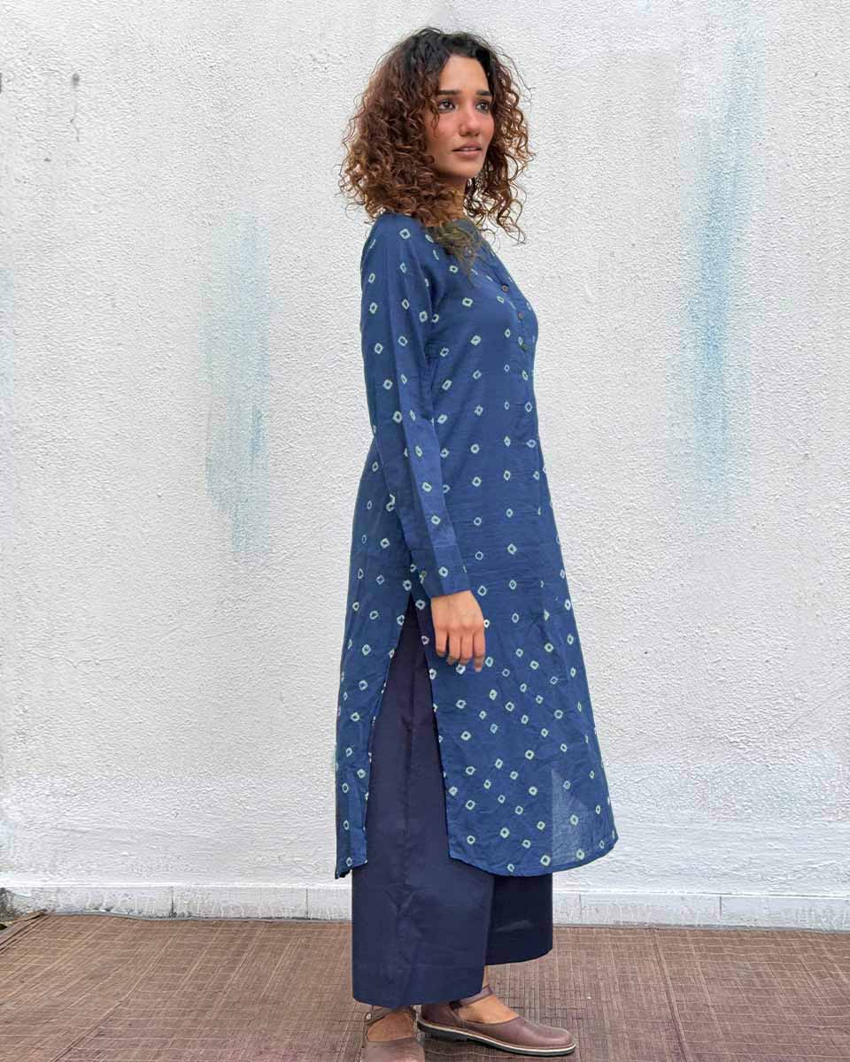 Midnight Waltz Bandhej Cotton Kurti - Image 4