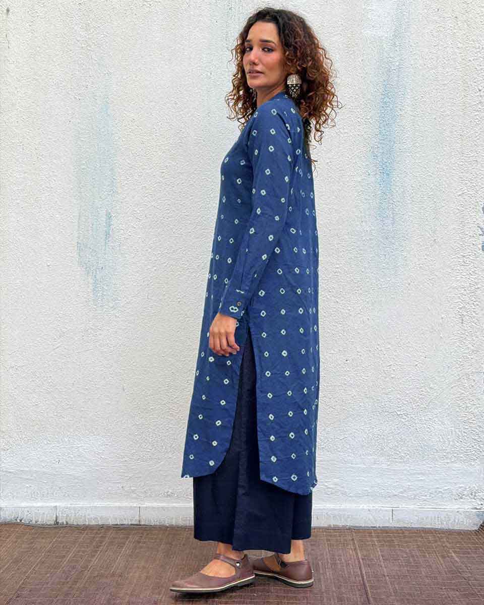 Midnight Waltz Bandhej Cotton Kurti - Image 5