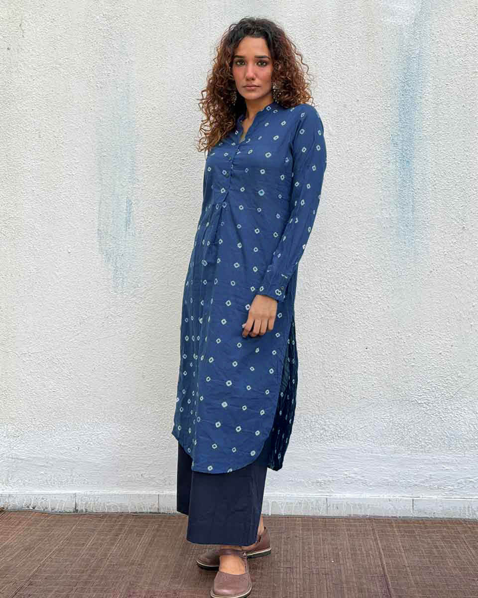 Midnight Waltz Bandhej Cotton Kurti - Image 8
