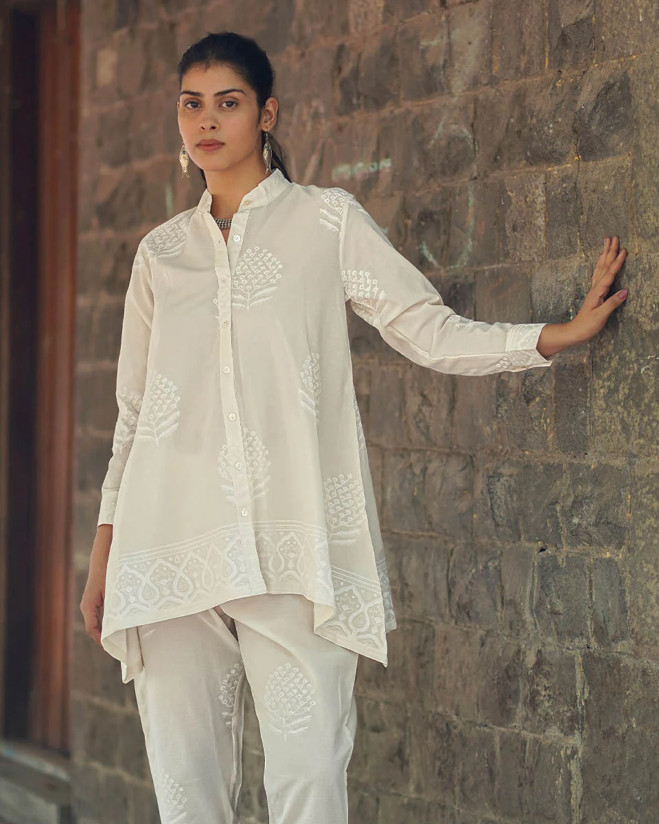 Milk Thistle Ivory Block Printed Top - SFD - Image 4