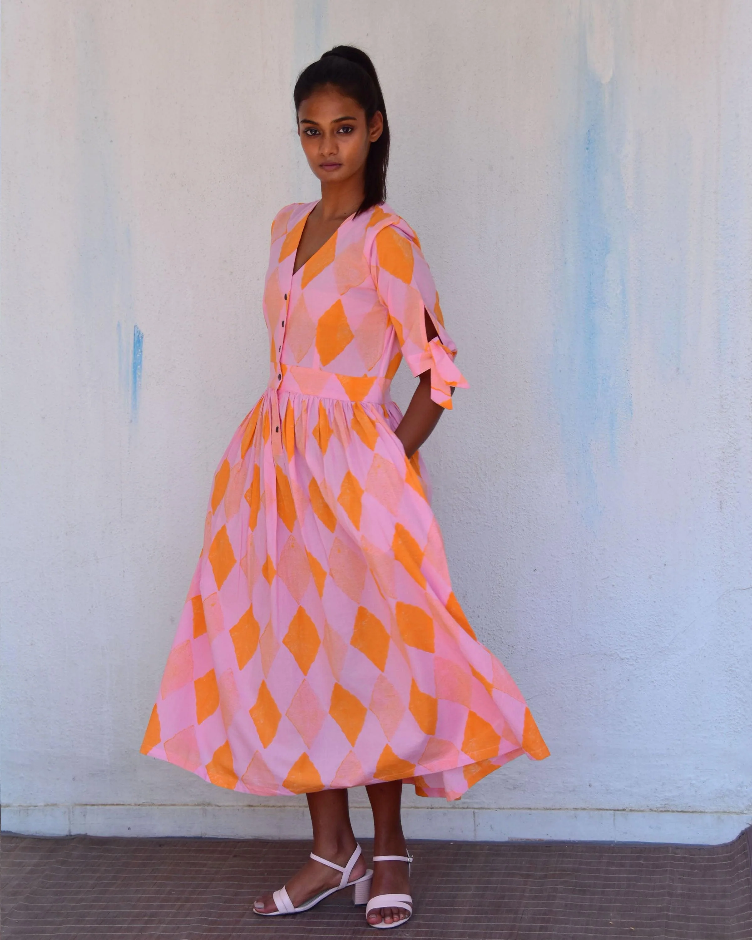 Miranda Handblockprinted Cotton Dress-Sor - Image 5