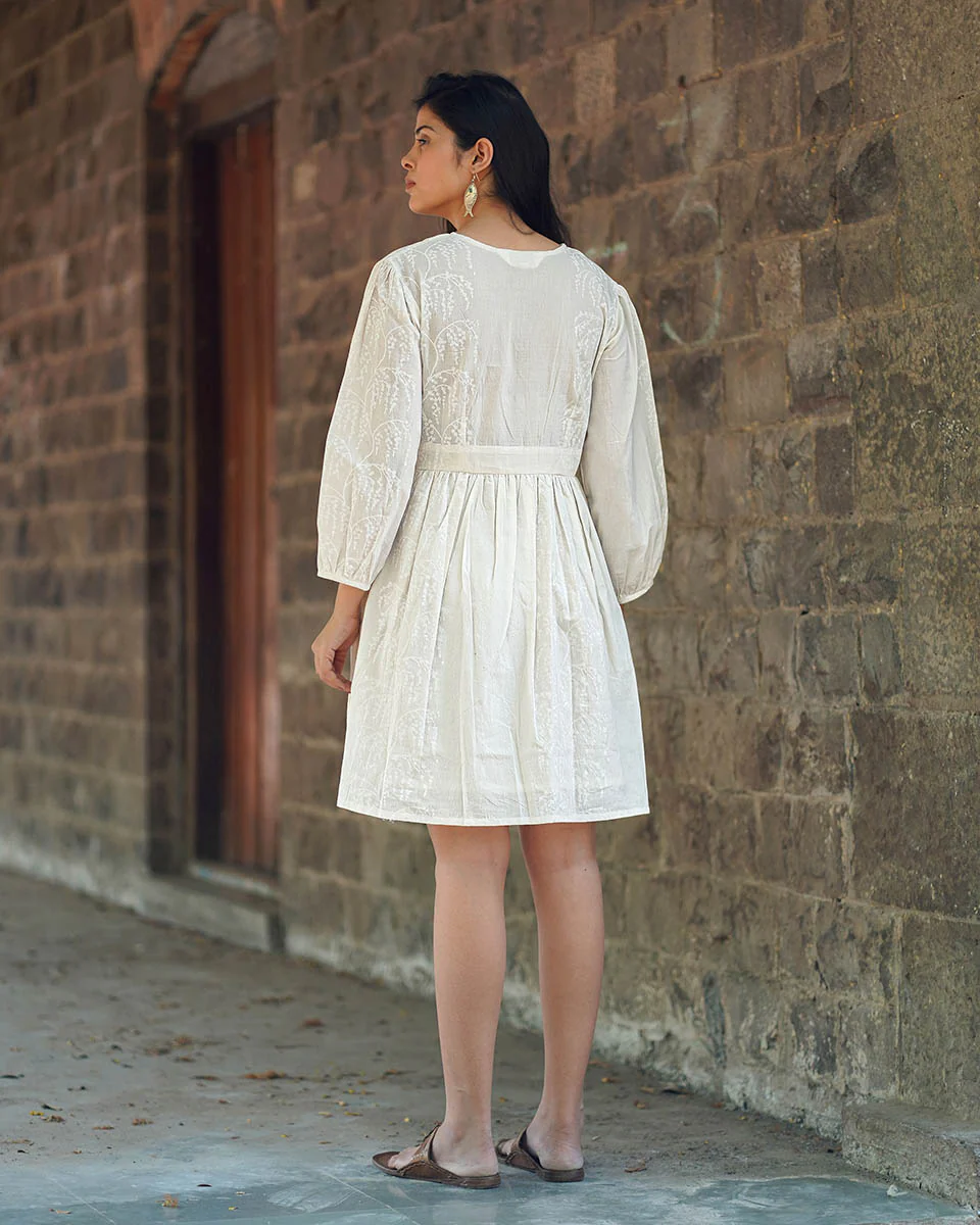 Mist on Marble Ivory Block Printed Dress - SFD - Image 7