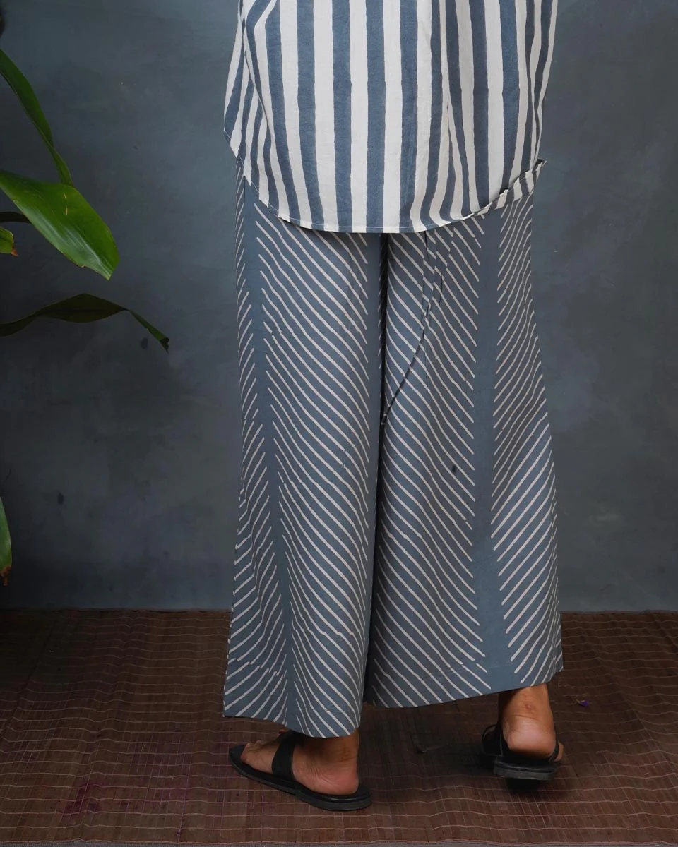 Moon Over Lake Grey Block Printed Pants - BMS - Image 3