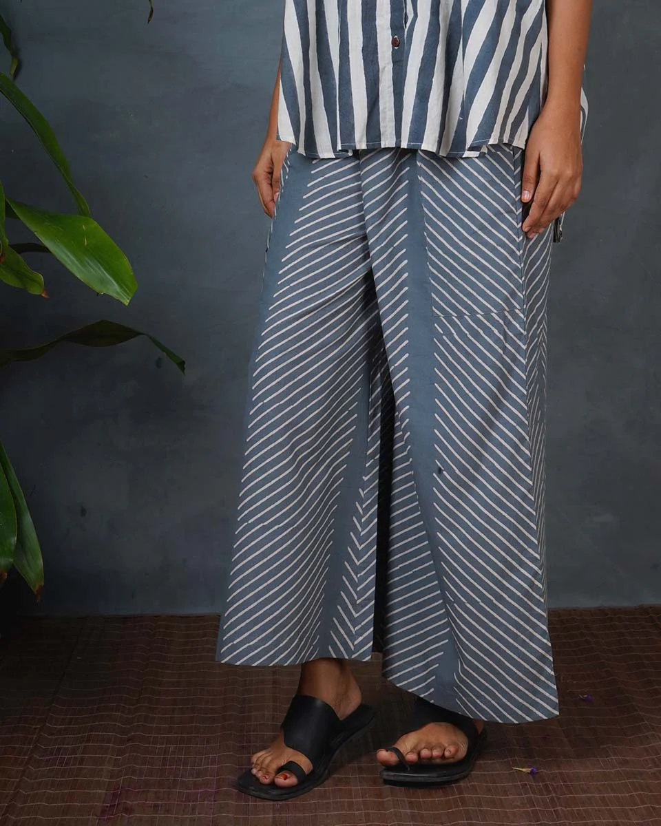 Moon Over Lake Grey Block Printed Pants - BMS - Image 4