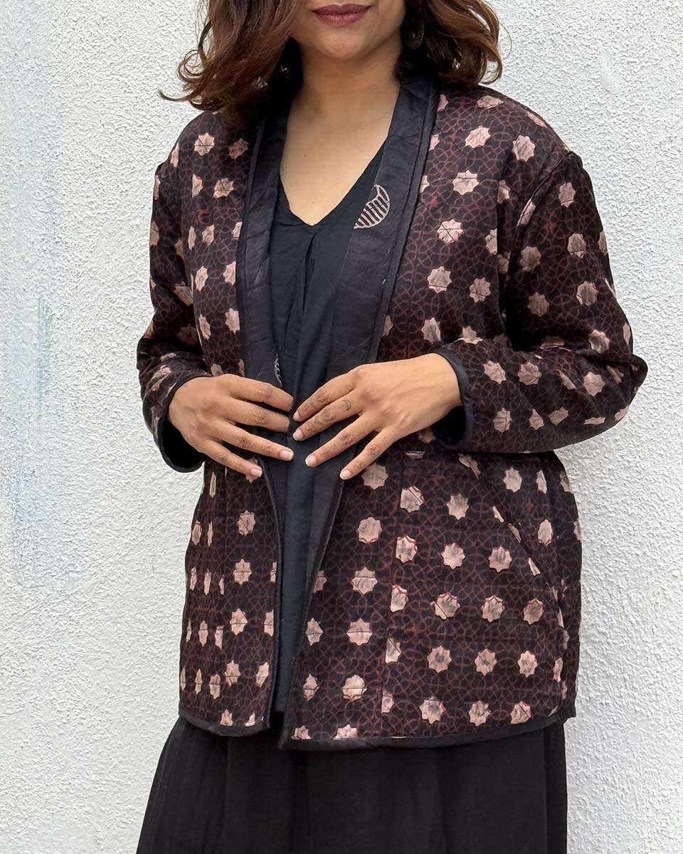 Moonchild Mashru Silk Reversible Quilted Jacket - Image 13