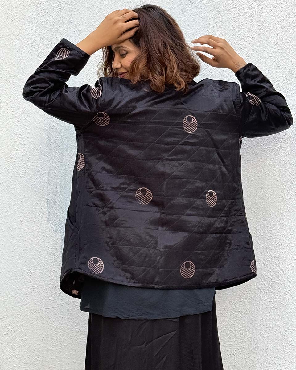 Moonchild Mashru Silk Reversible Quilted Jacket - Image 5