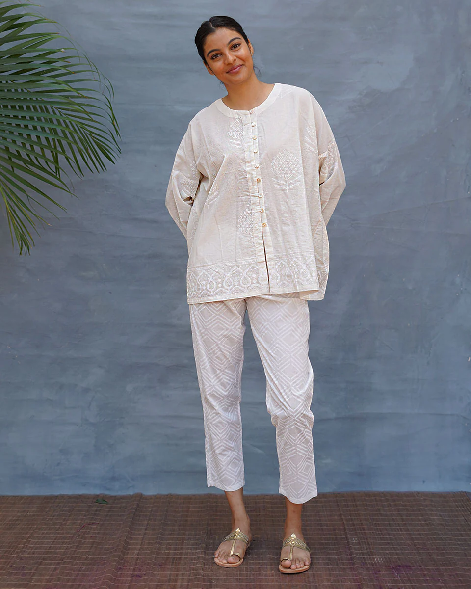 Morning Butter Ivory Block Printed Top - SFD - Image 6
