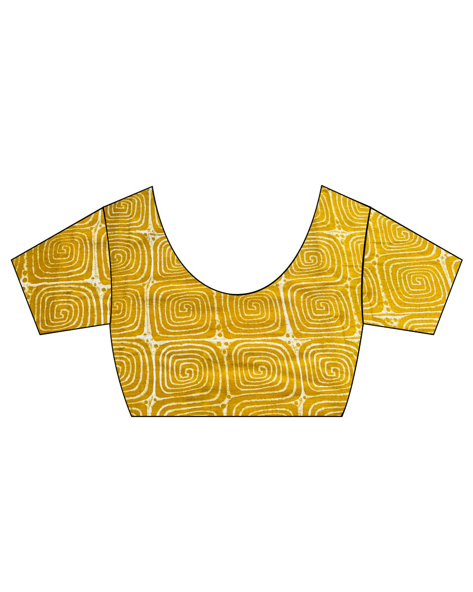 Mriga Yellow Hand Block Printed Cotton Saree-MYA - Image 11
