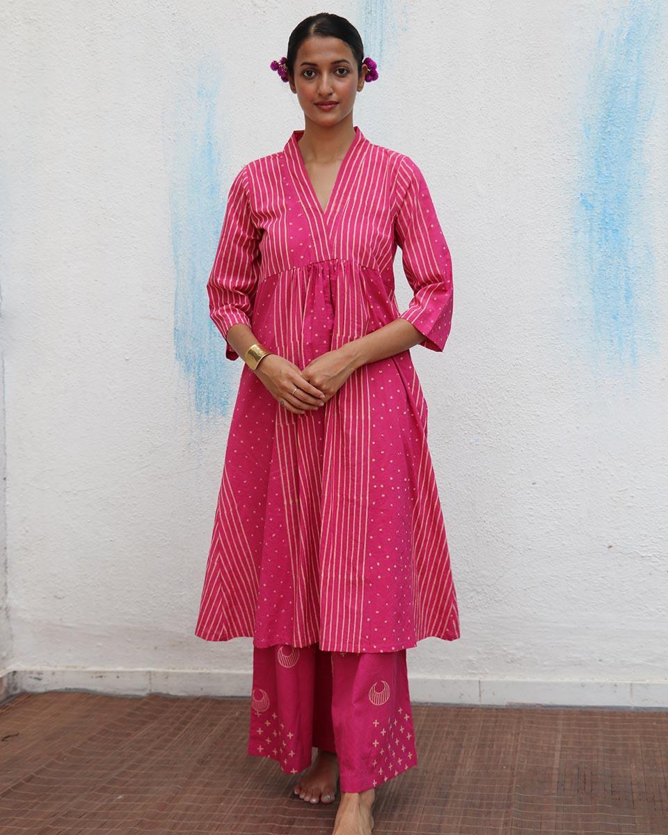 Mrinali Block printed Cotton Kurta Set - Flower Girl - Image 2