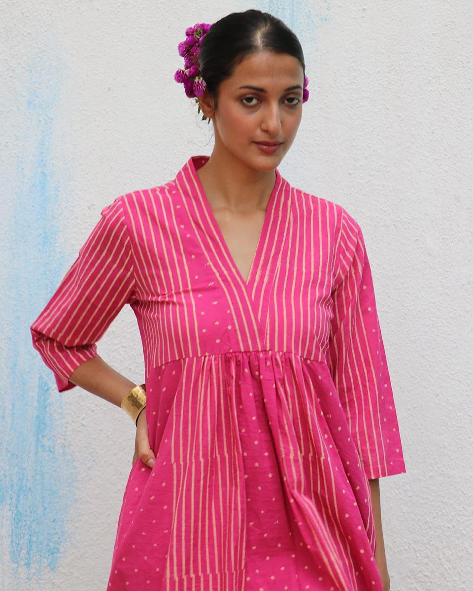 Mrinali Block printed Cotton Kurta Set - Flower Girl - Image 5
