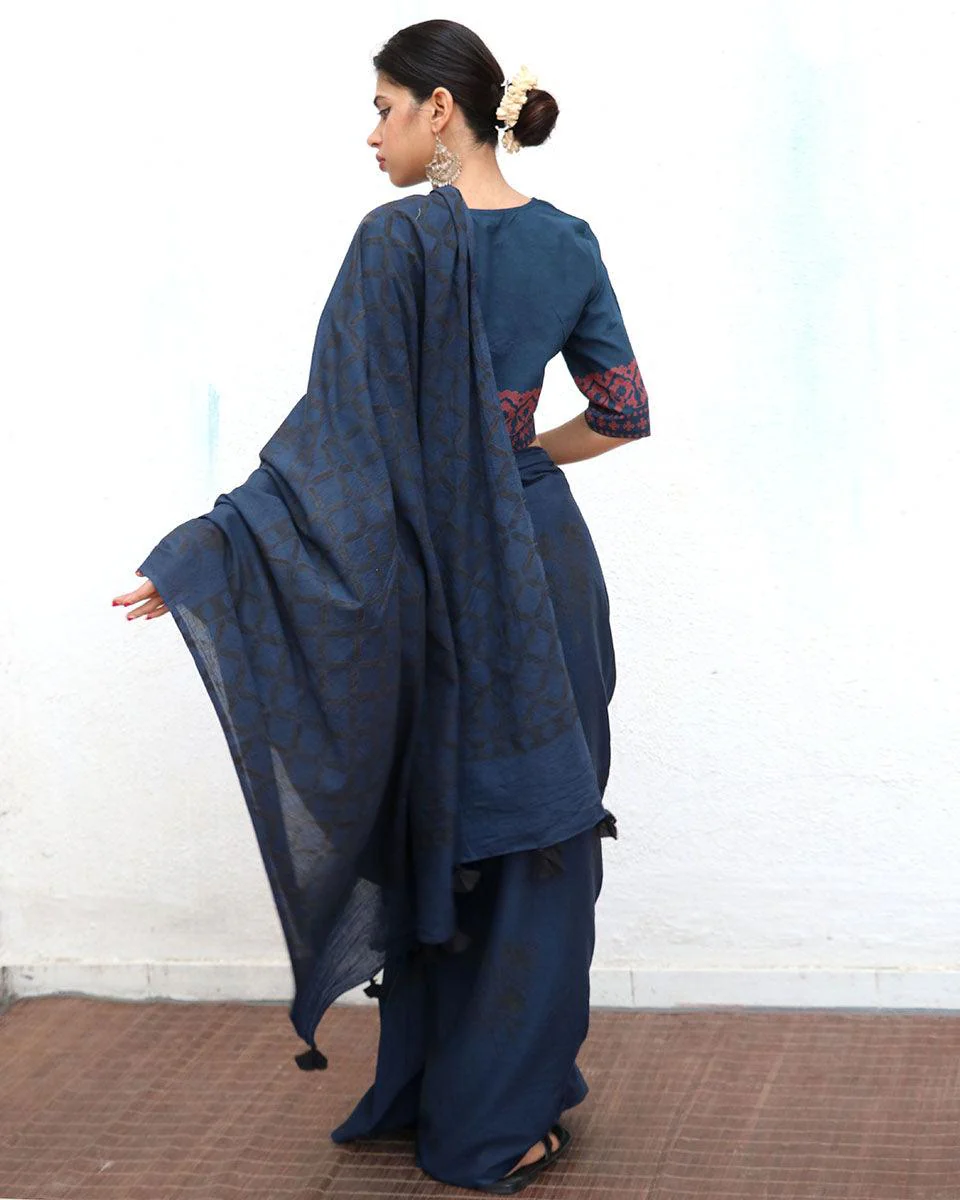 Msafiri Blockprinted Cotton Saree - NOMAD - Image 6