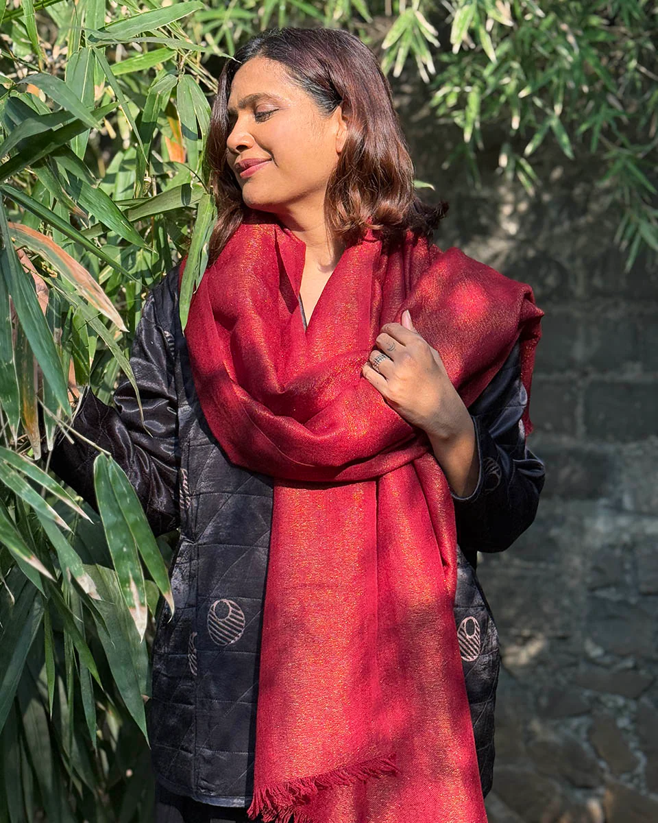 Mulled Magic Pure Wool Zari Shawl - Image 5