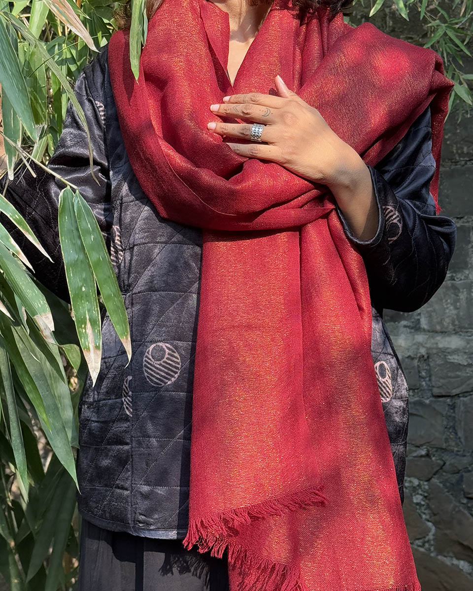 Mulled Magic Pure Wool Zari Shawl - Image 6