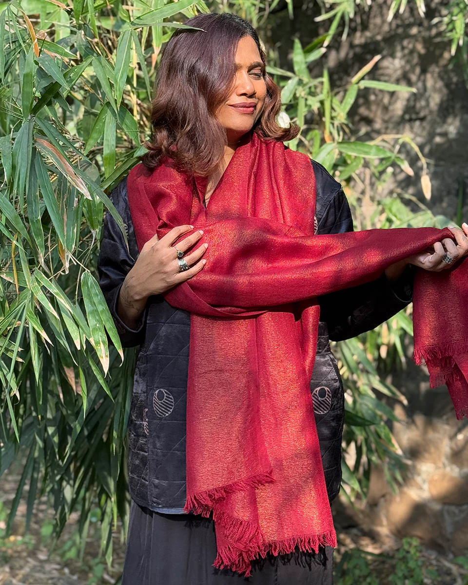Mulled Magic Pure Wool Zari Shawl - Image 9