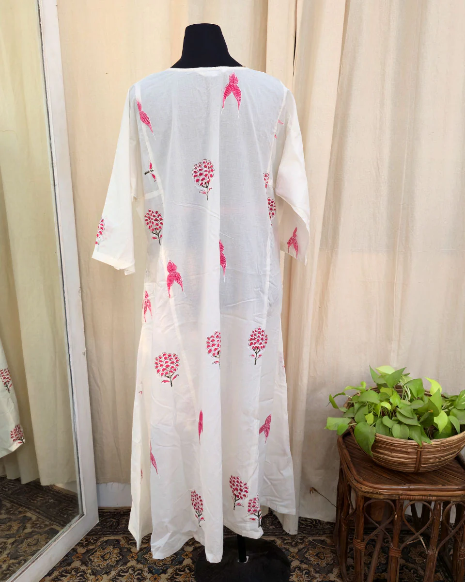 Suhana White Handblock printed kurta - Love Despite - Image 3