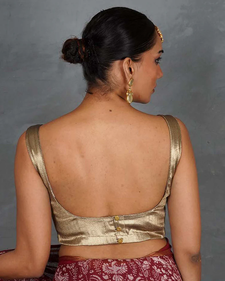 Naara Gold Tissue Silk Blouse - TARA - Image 3