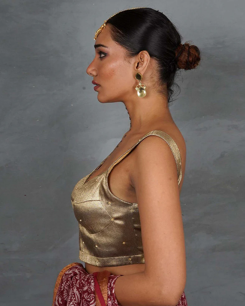 Naara Gold Tissue Silk Blouse - TARA - Image 4