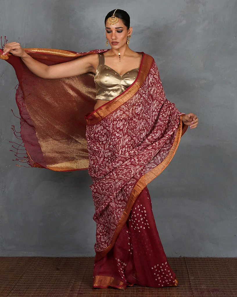 Naara Gold Tissue Silk Blouse - TARA - Image 5