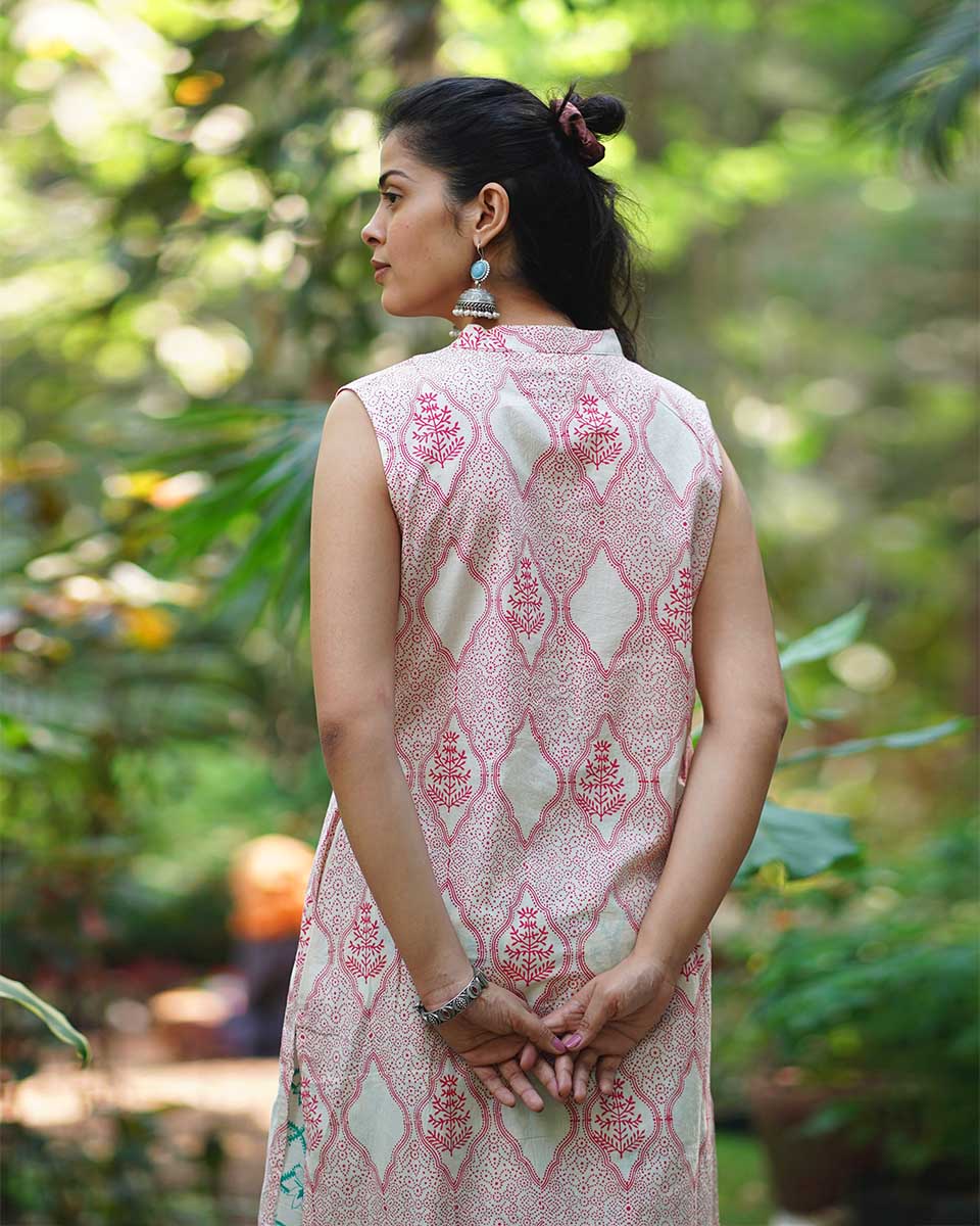 Nargisâ€™s Noor Blush Pink Hand Block Print Kurti - MMG - Image 5