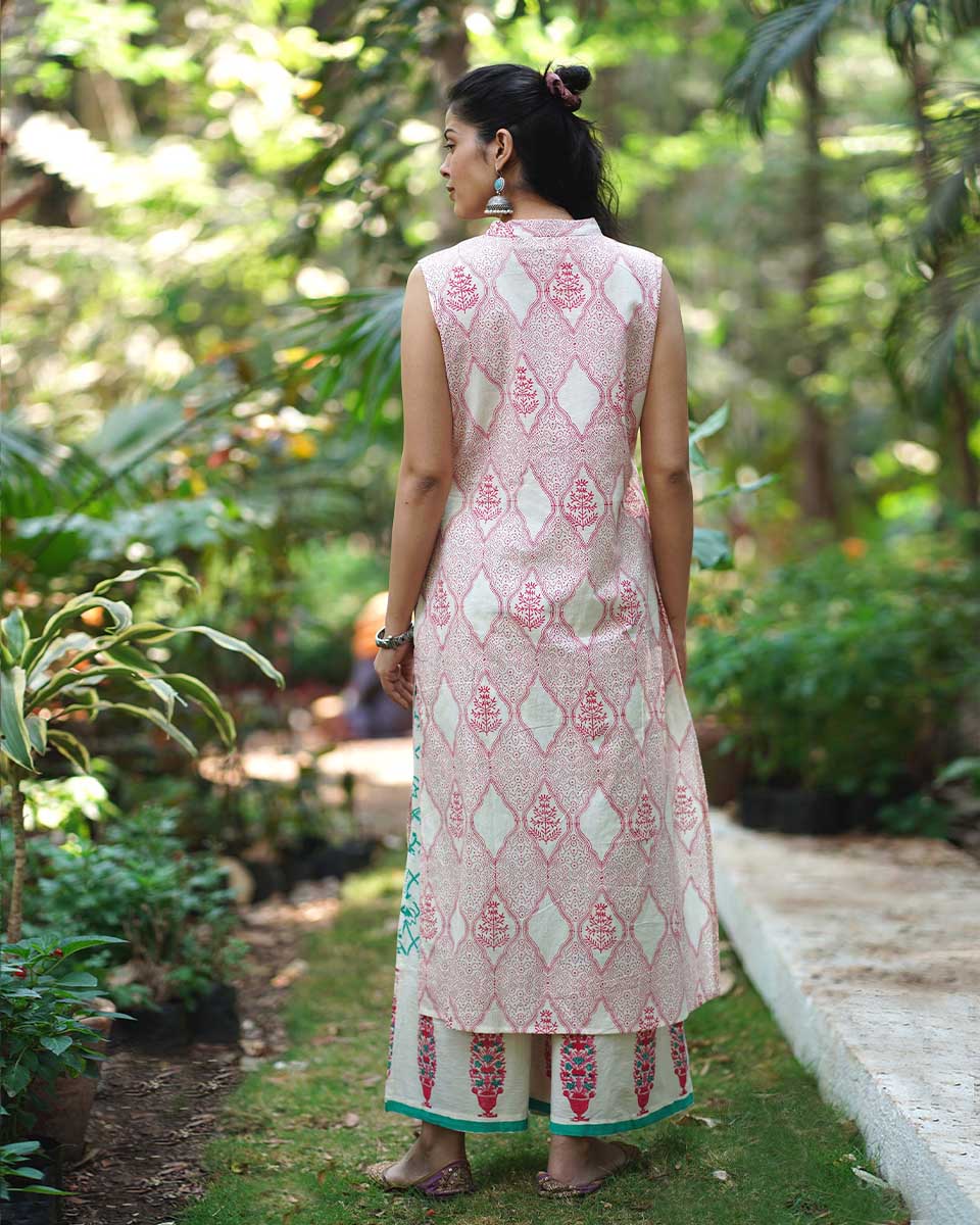 Nargisâ€™s Noor Blush Pink Hand Block Print Kurti - MMG - Image 6