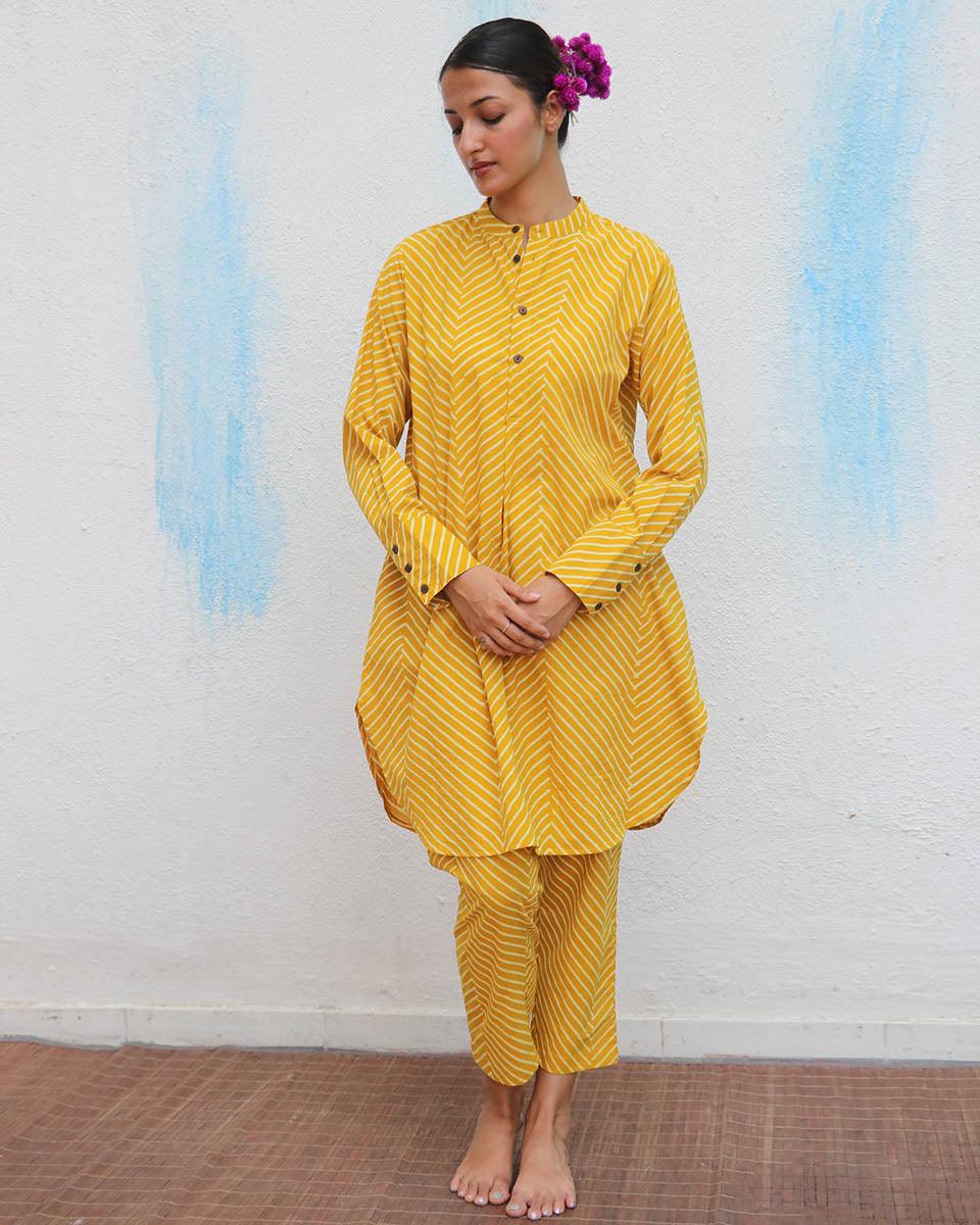 Nasrin Blockprinted Cotton Kurta Set - Flower Girl - Image 5