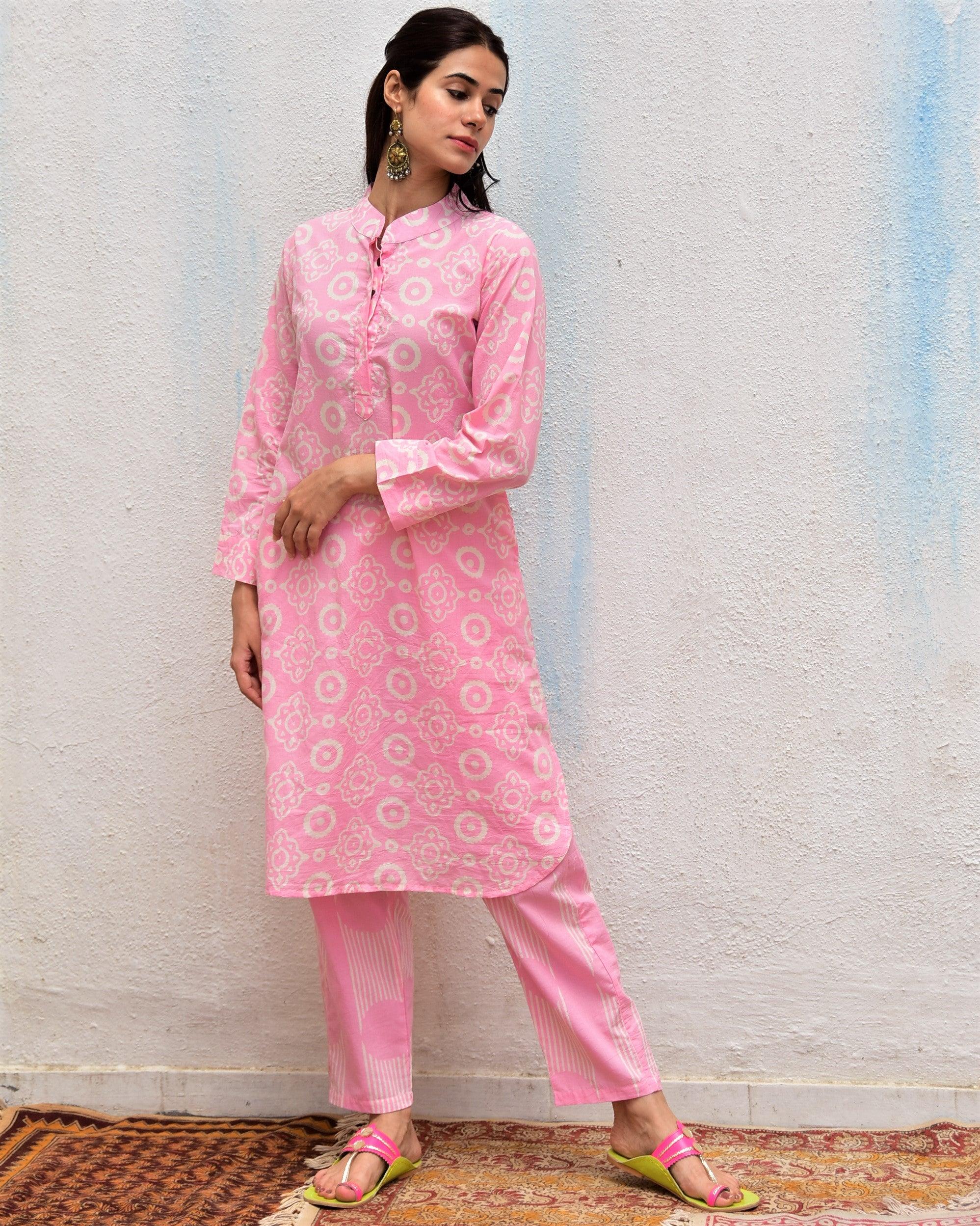 Nazneen Handblockprinted Cotton Kurta Set Of 2-Sor - Image 7