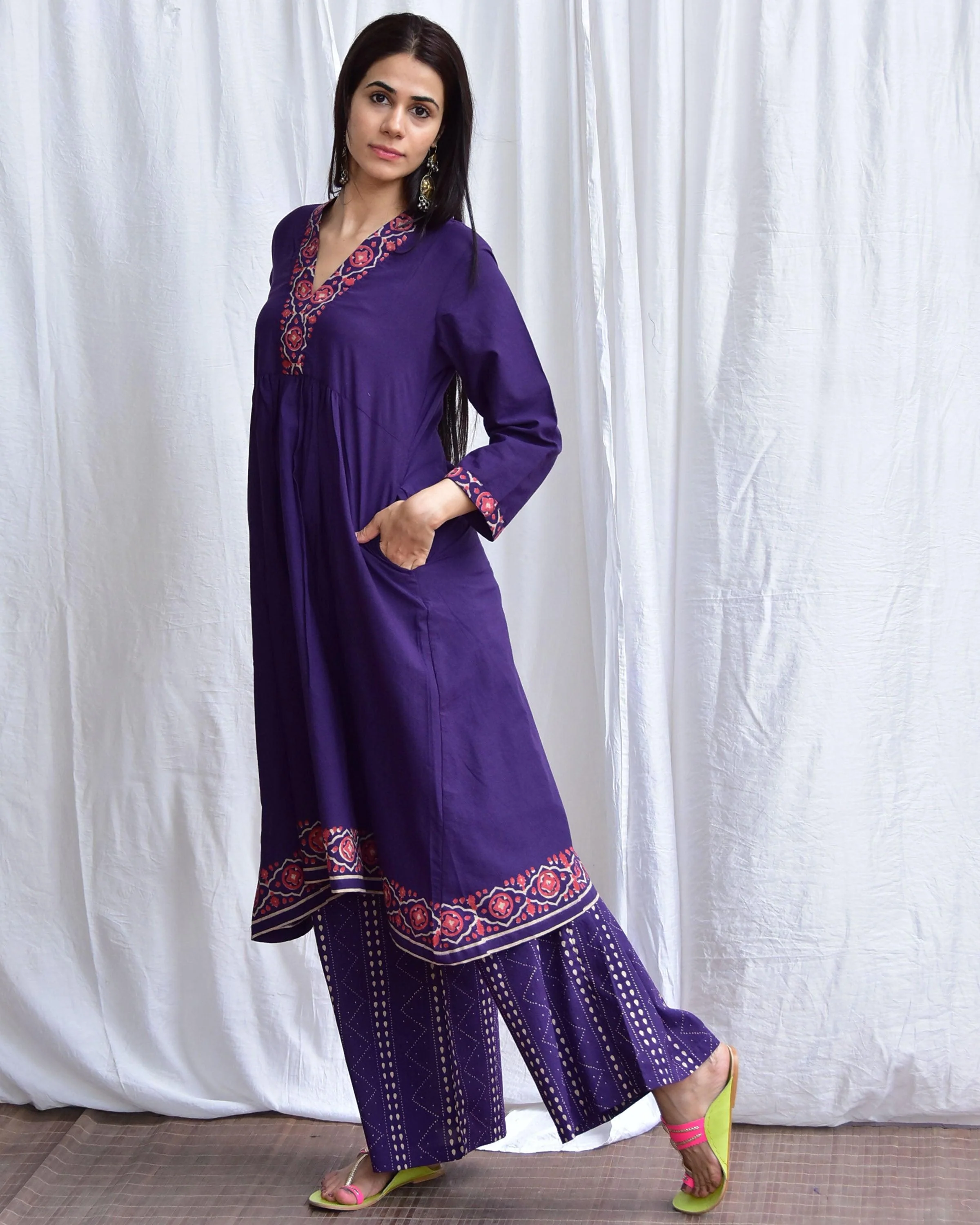 Neelam Handblockprinted Cotton Kurta Set Of 2-Sor - Image 5