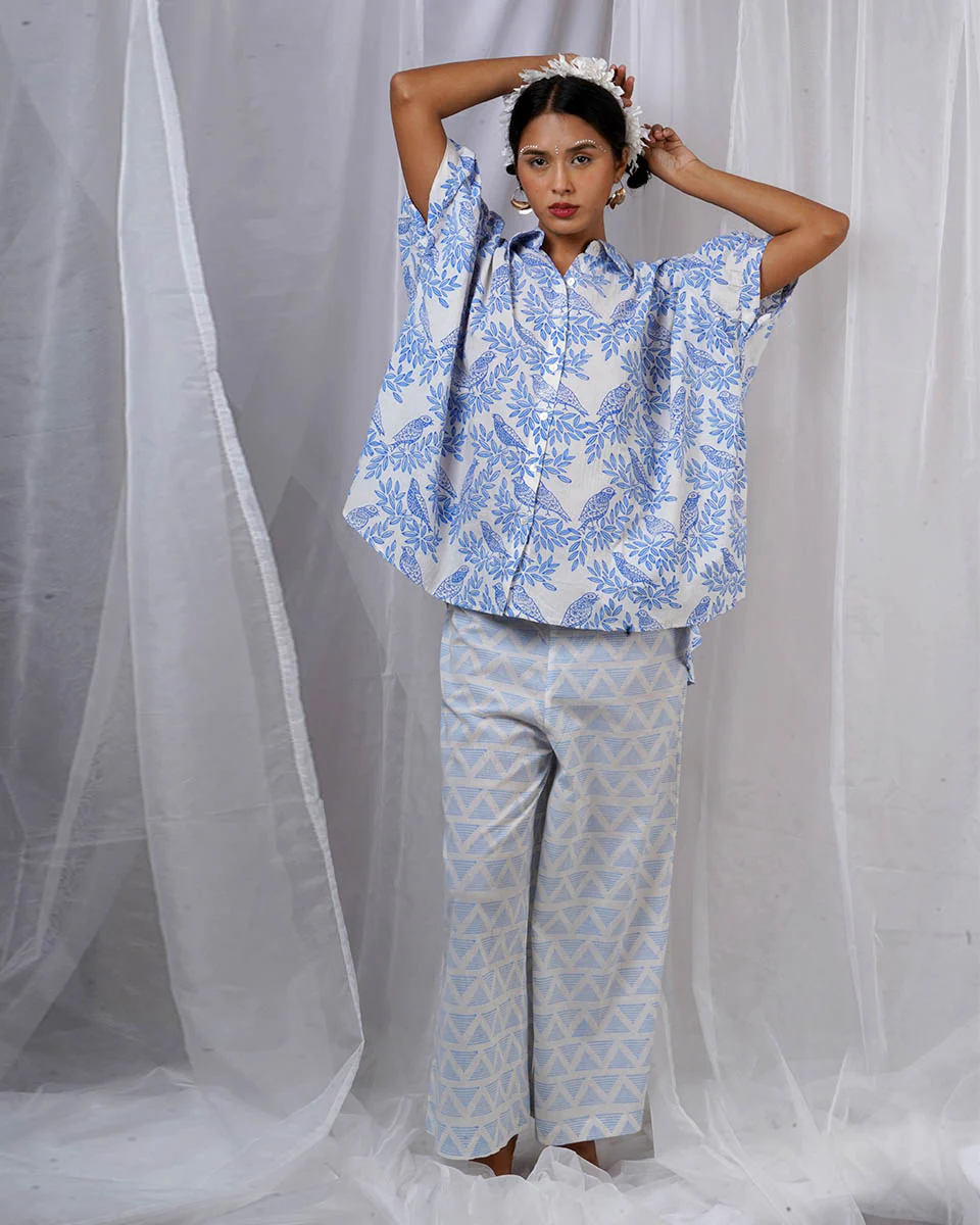 Neelki Blue Hand Block Printed Top-BAD - Image 5
