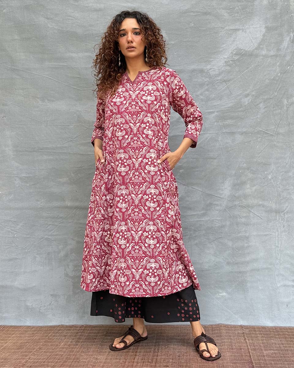 Nightâ€™s Sigh Block printed Cotton Kurti - Image 2