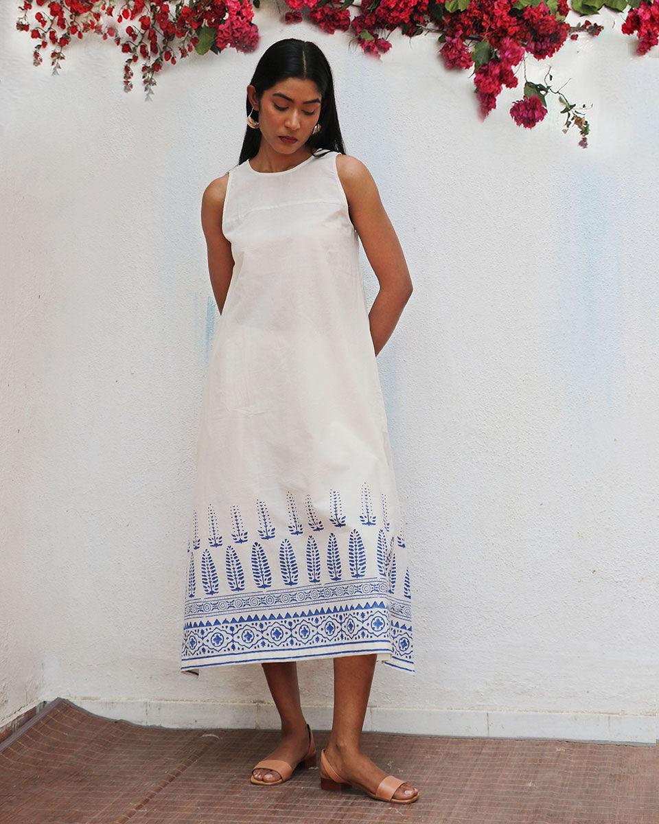Nuresa Blockprinted Cotton Dress - BGVL - Image 3