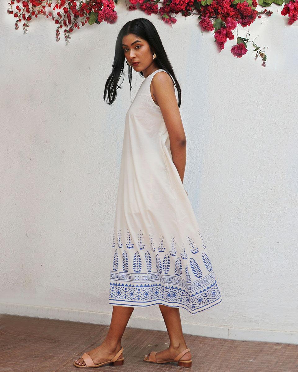 Nuresa Blockprinted Cotton Dress - BGVL - Image 4