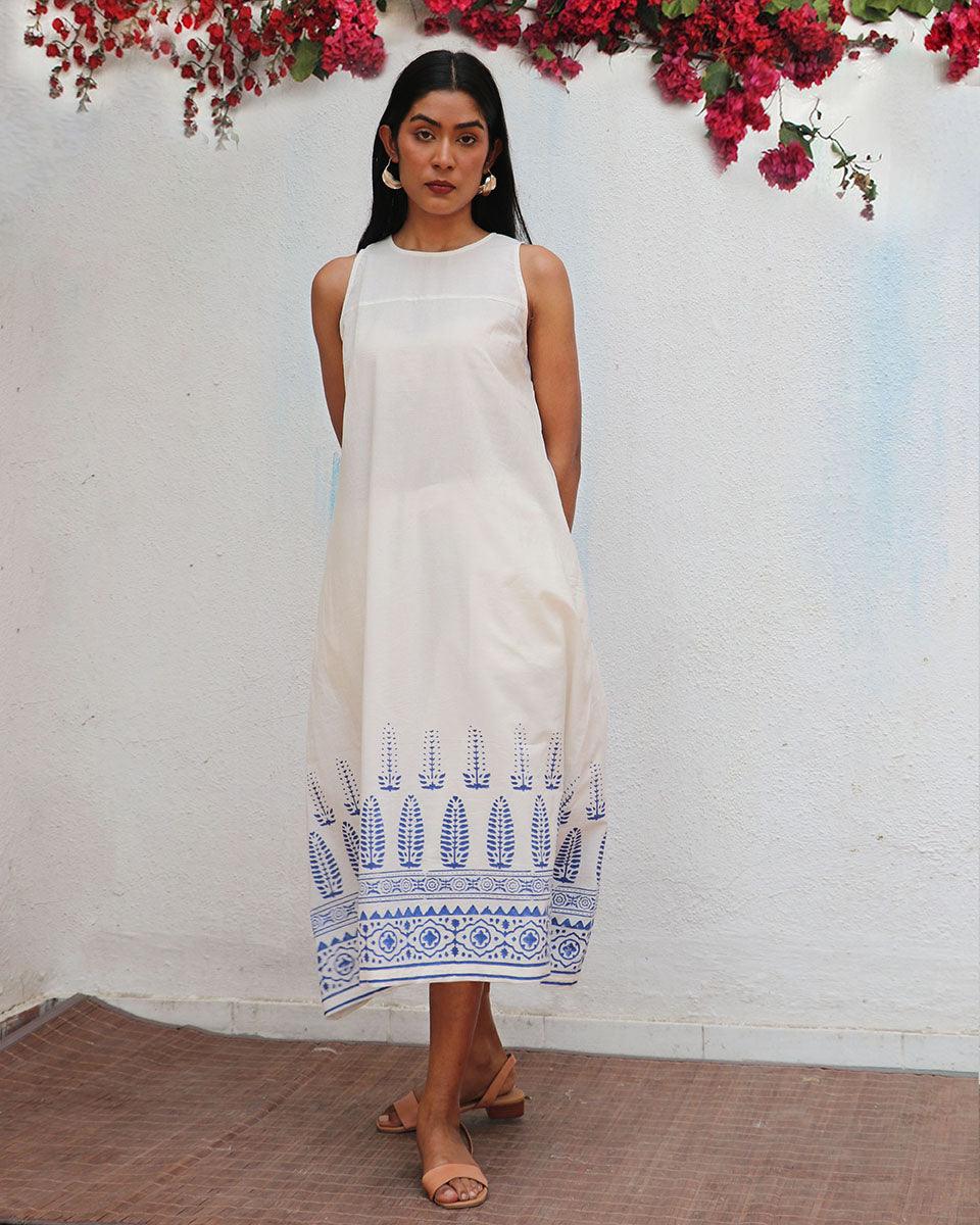 Nuresa Blockprinted Cotton Dress - BGVL - Image 5