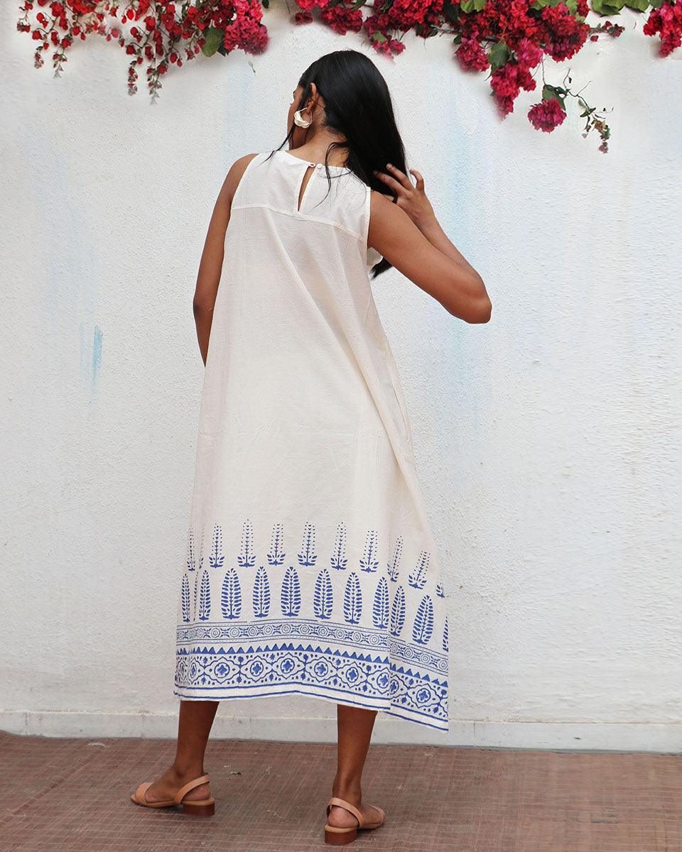 Nuresa Blockprinted Cotton Dress - BGVL - Image 6