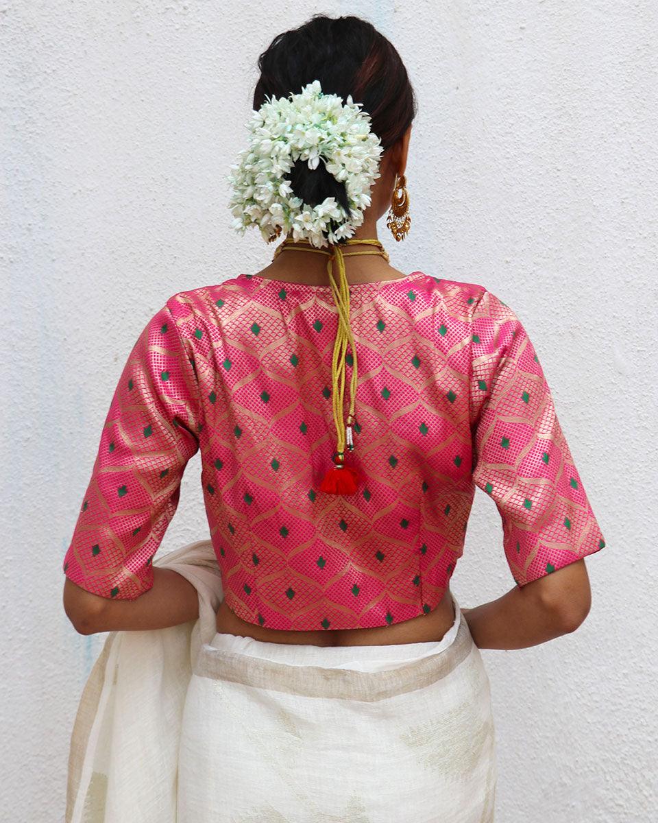 Nuria Pink Brocade Blouse - Image 7