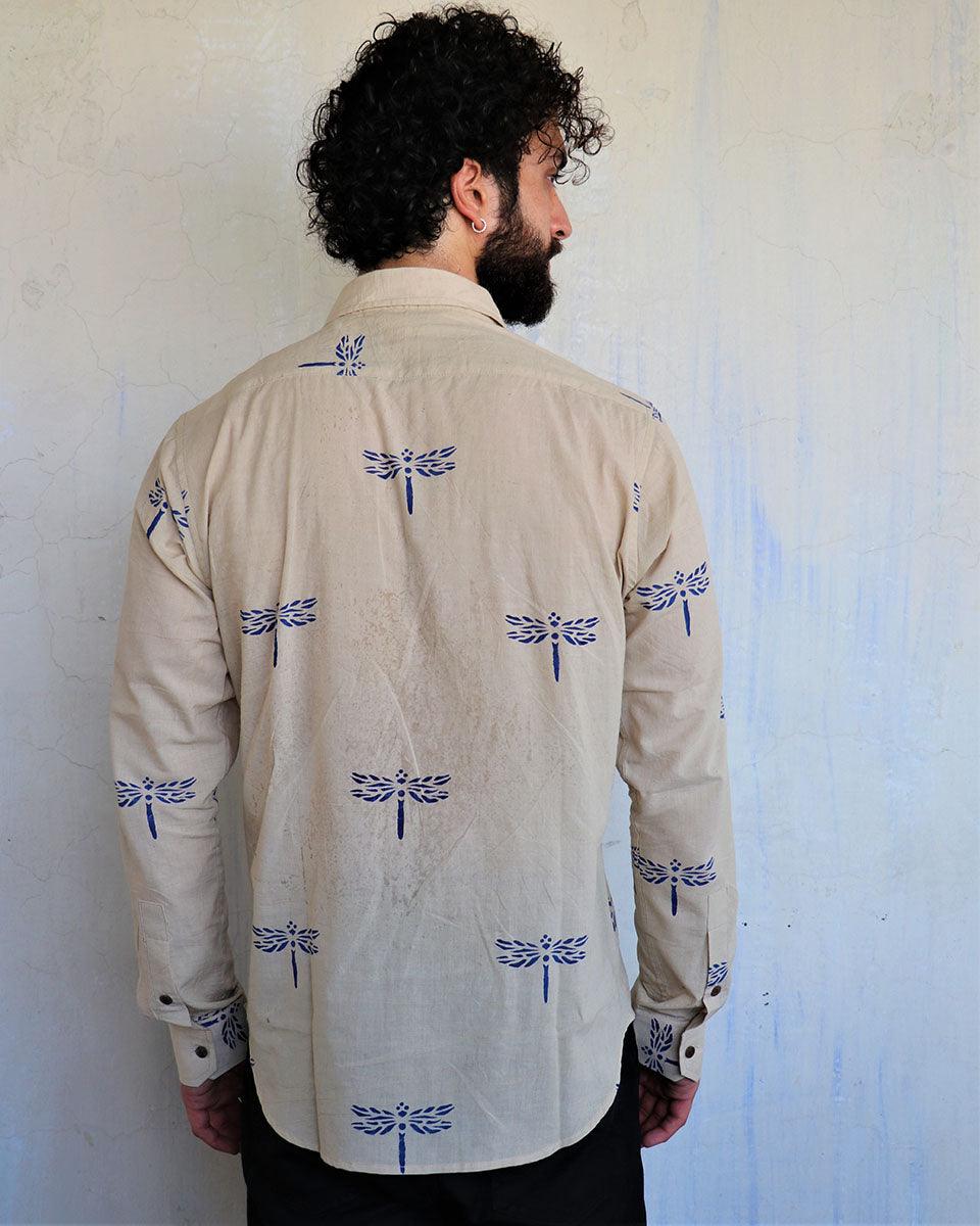 Off-White Dragonflly Blockprinted Men'S Shirt - Image 6
