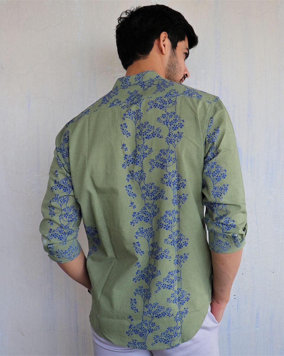 Olive Block-Printed Men'S Shirt - Image 7