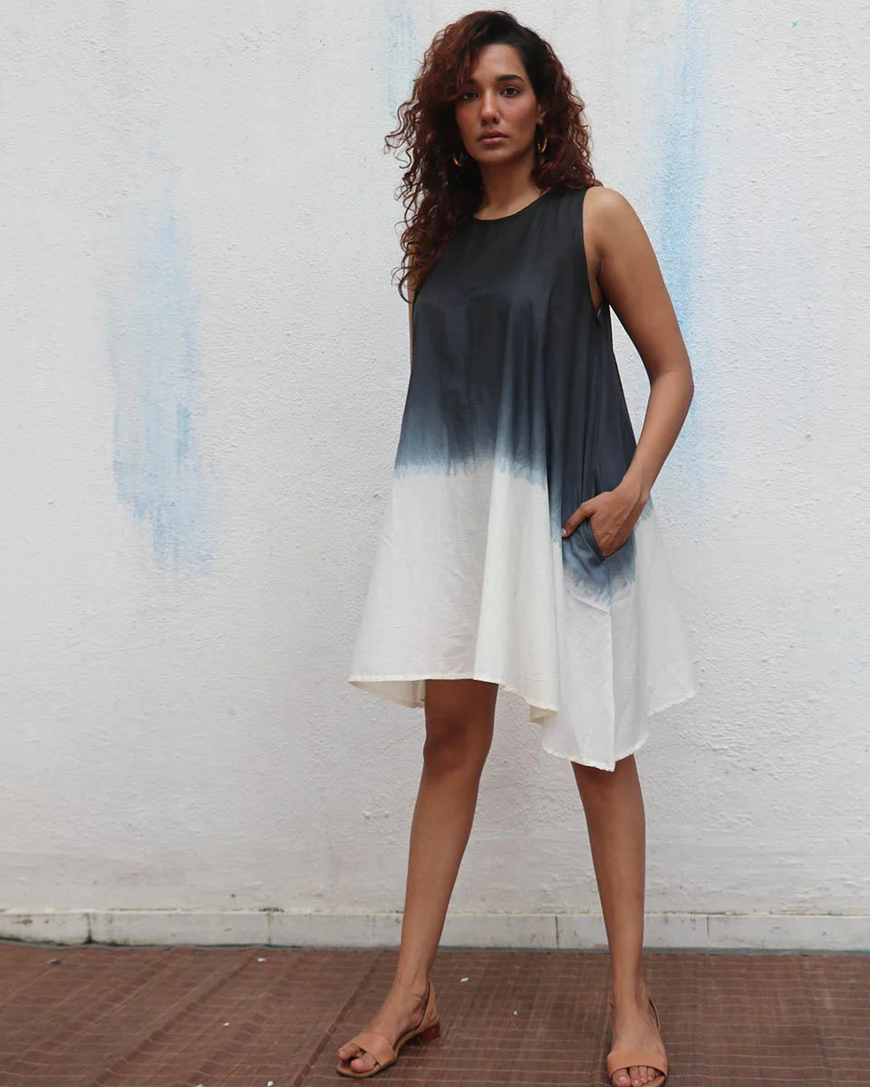 Oreo Truffle Block Printed Cotton Dress - Mono - Image 2