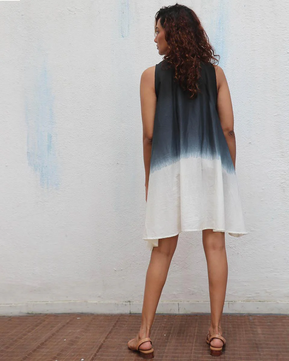 Oreo Truffle Block Printed Cotton Dress - Mono - Image 6