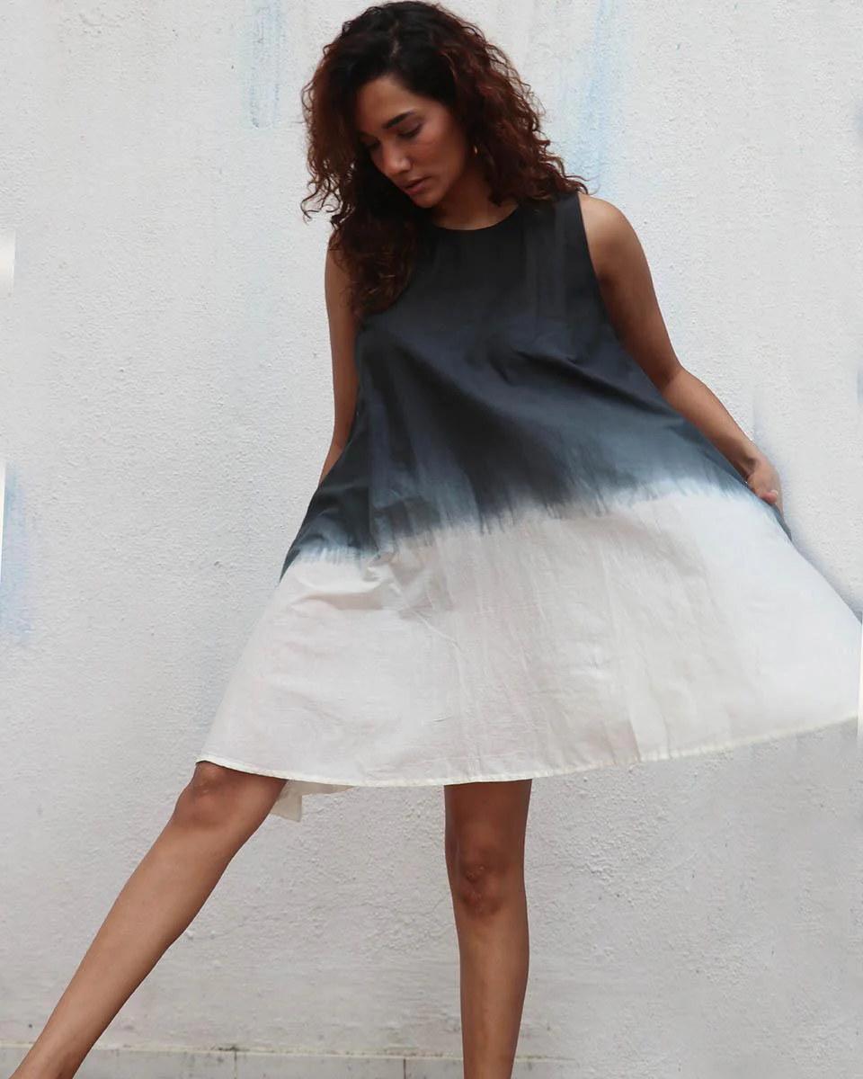 Oreo Truffle Block Printed Cotton Dress - Mono - Image 9
