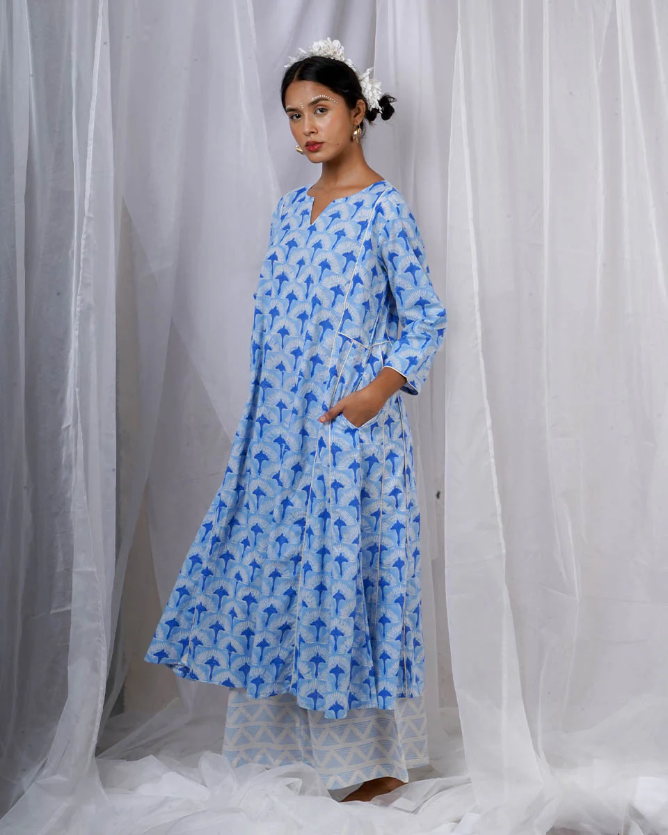Pakhi Blue Hand Block Printed Kurti-BAD - Image 9