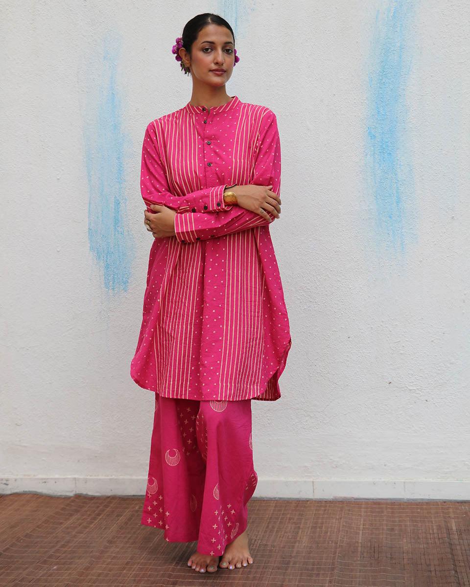 Pankhuri Blockprinted Cotton Kurta Set - Flower Girl - Image 2