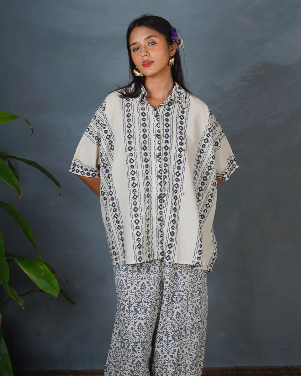 Pearl Horizon Ivory Block Printed Shirt - BMS - Image 4