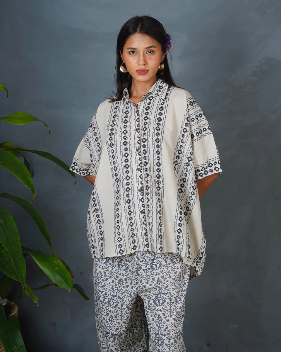 Pearl Horizon Ivory Block Printed Shirt - BMS - Image 6