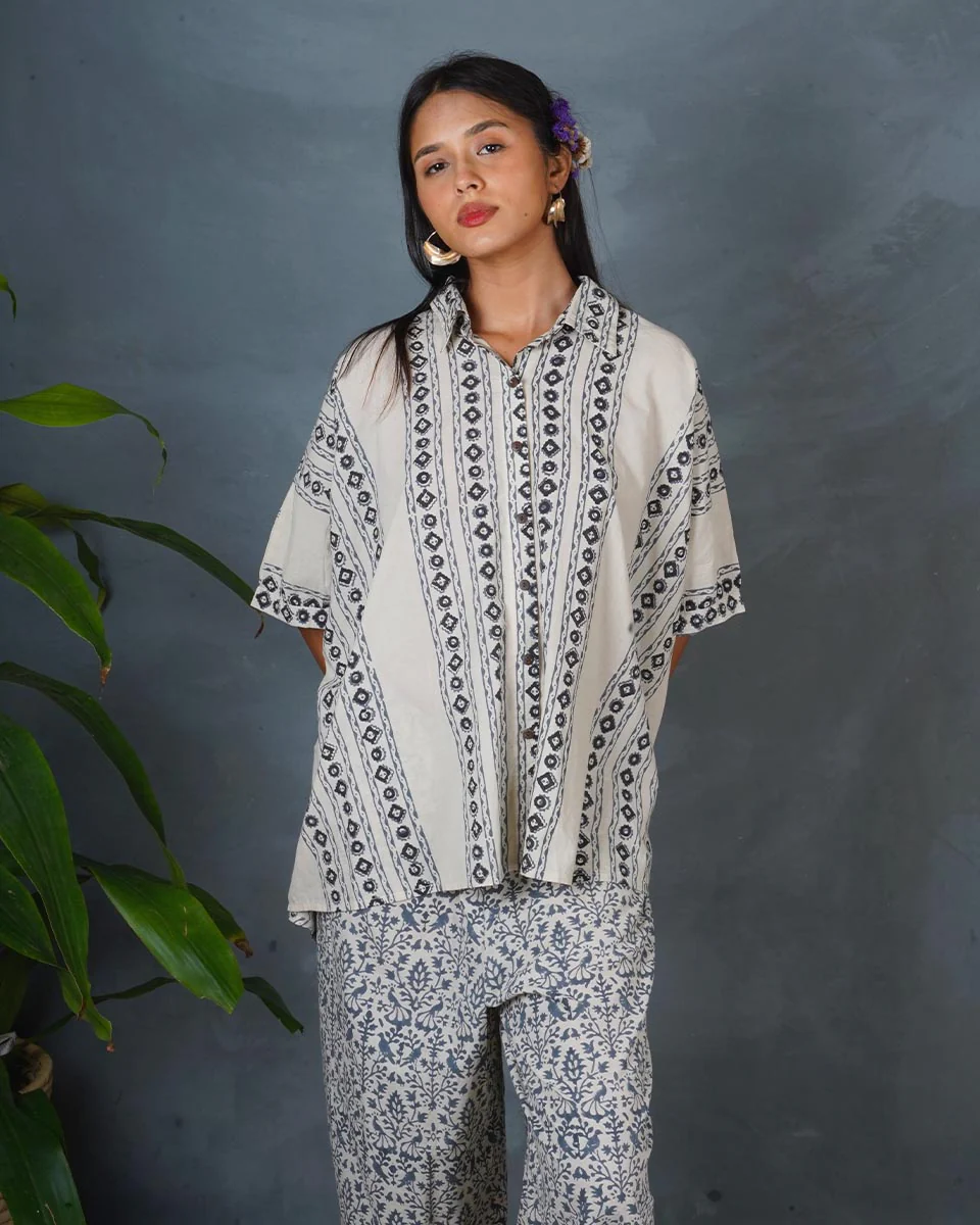 Pearl Horizon Ivory Block Printed Shirt - BMS - Image 8