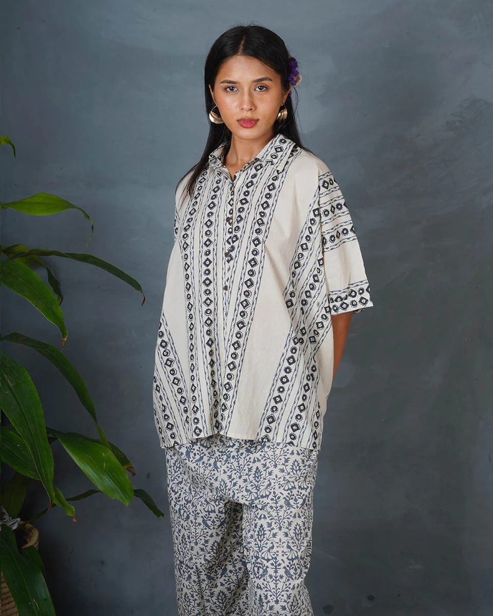 Pearl Horizon Ivory Block Printed Shirt - BMS - Image 9
