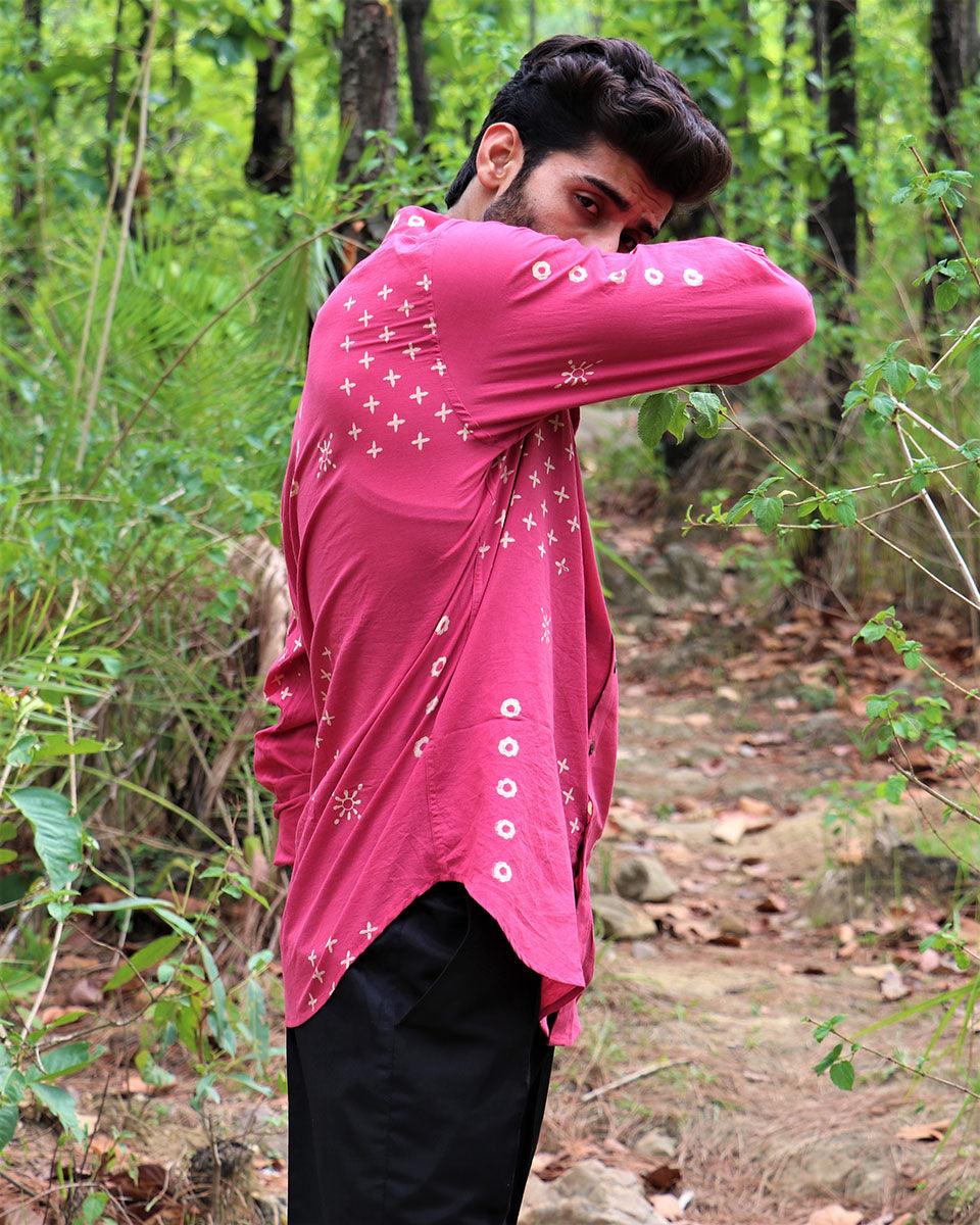 Pink Block Printed Cotton Shirt - Image 6