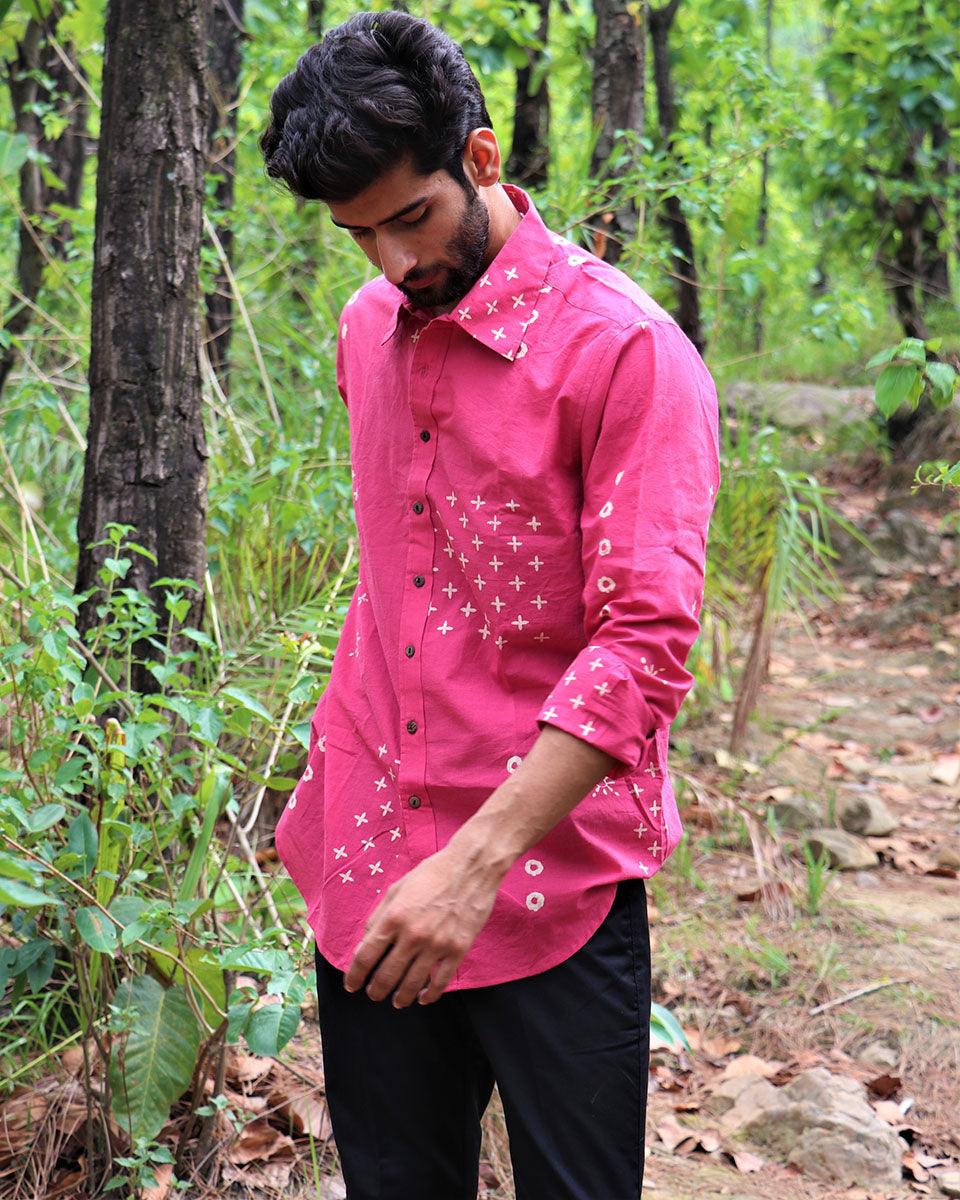Pink Block Printed Cotton Shirt - Image 7
