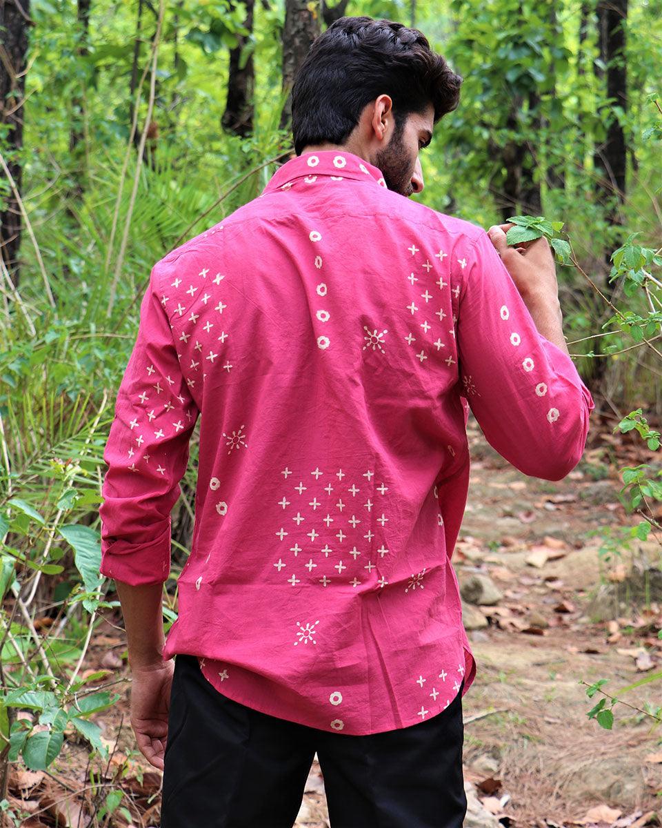 Pink Block Printed Cotton Shirt - Image 8