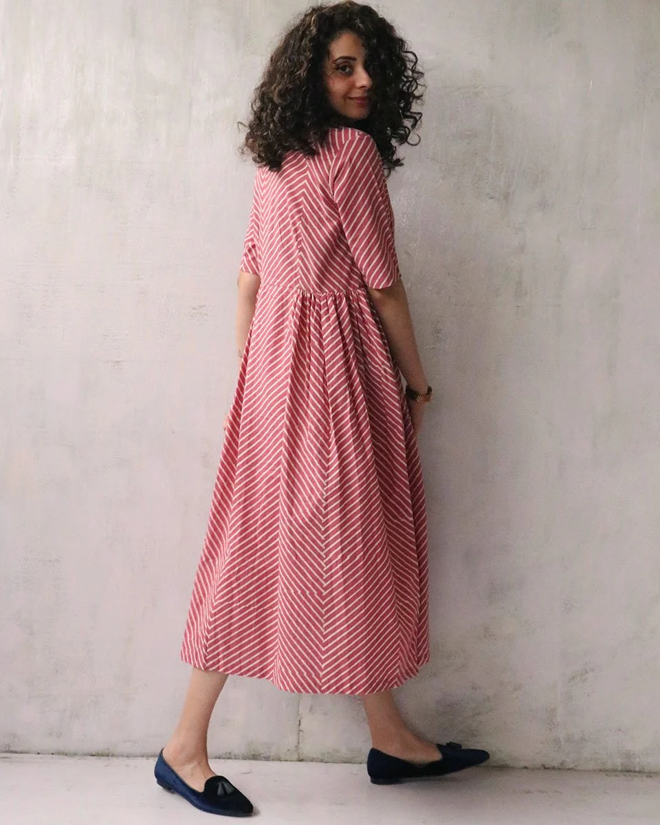 Pink Blockprinted Cotton Dress - Image 2